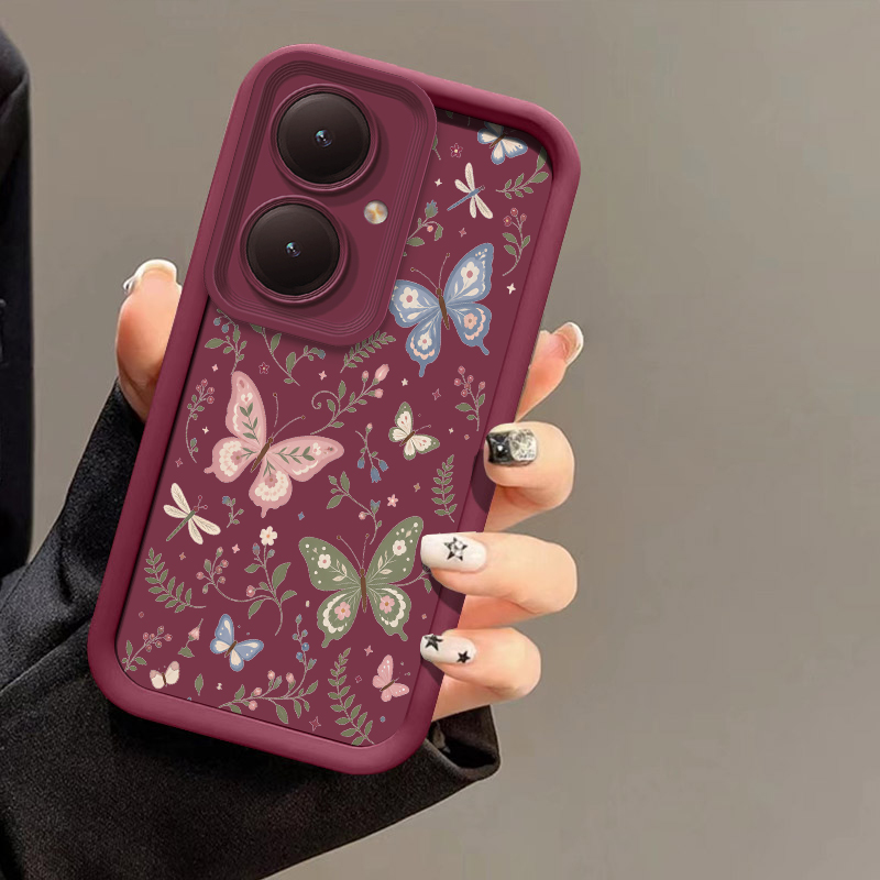 Vivo Y28 - Kleurrijke telefoonhoes met vlinderprint voor Vivo